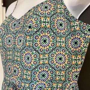 Silk JCrew Printed Strappy Dress (Size 6)